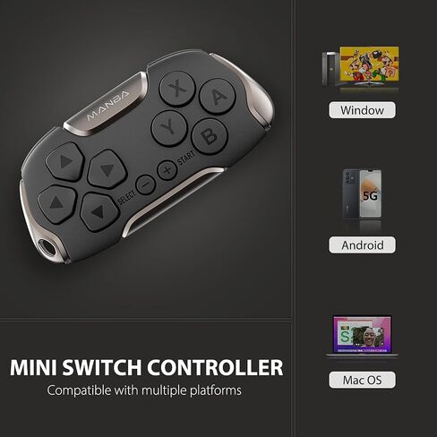 وحدة تحكم Manba Mini اللاسلكية، جهاز تحكم Anki للتحكم عن بعد للتبديل/OLED، Windows، MacOS وAndroid مع كابل وحزام، مصمم للألعاب الكلاسيكية (أسود) in Saudi Arabia