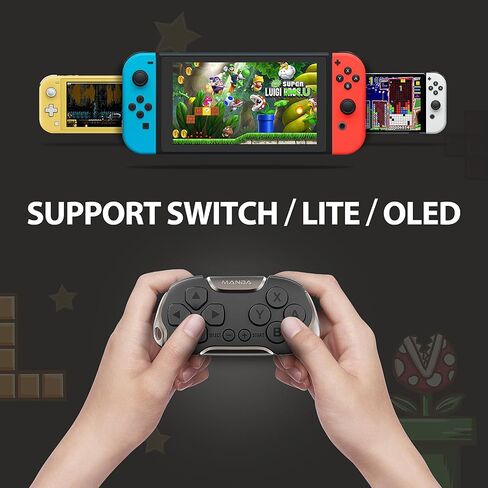 وحدة تحكم Manba Mini اللاسلكية، جهاز تحكم Anki للتحكم عن بعد للتبديل/OLED، Windows، MacOS وAndroid مع كابل وحزام، مصمم للألعاب الكلاسيكية (أسود) in Saudi Arabia