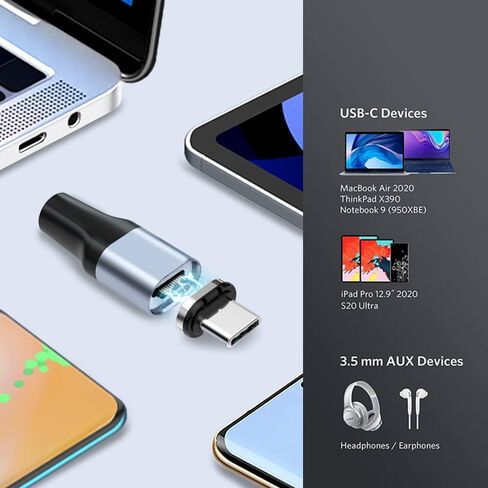 USB C Magnetic Adapter Right Angle USB C Adapter 24 pin Male to Female Connector 24pins 100W PD Fast Charge 20Gbs Data Transfer USB3.1, Champagne Gold in Kuwait