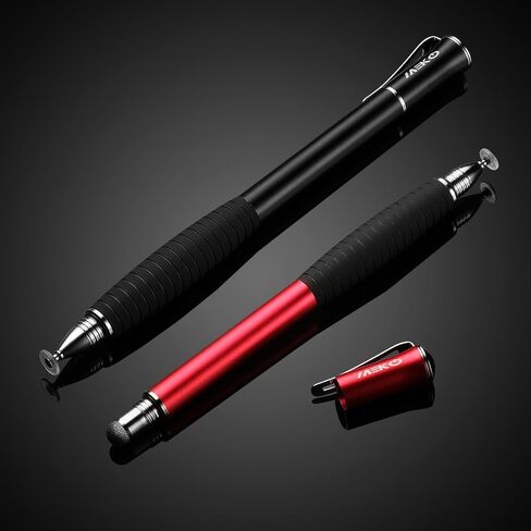 MEKO (2nd Generation) [2 in 1 Precision Series] Disc Stylus Pen for iPhone, iPad Pro/Mini/Air, Samsung Galaxy and All Touch Screen Devices Bundle with 6 Replacement Tips,Pack of 2(Black/Rose Gold) in Kuwait