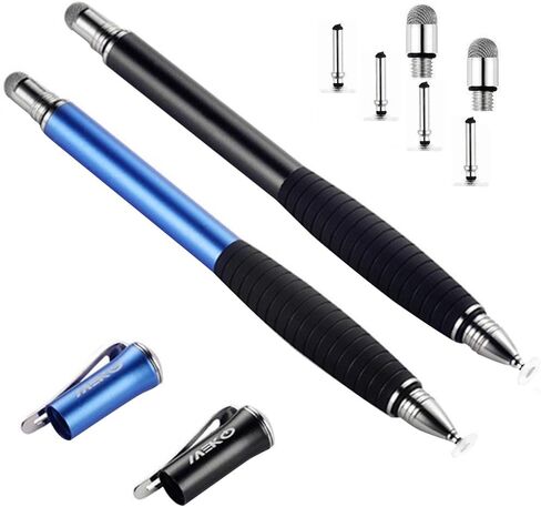 MEKO (2nd Generation) [2 in 1 Precision Series] Disc Stylus Pen for iPhone, iPad Pro/Mini/Air, Samsung Galaxy and All Touch Screen Devices Bundle with 6 Replacement Tips,Pack of 2(Black/Rose Gold) in Kuwait