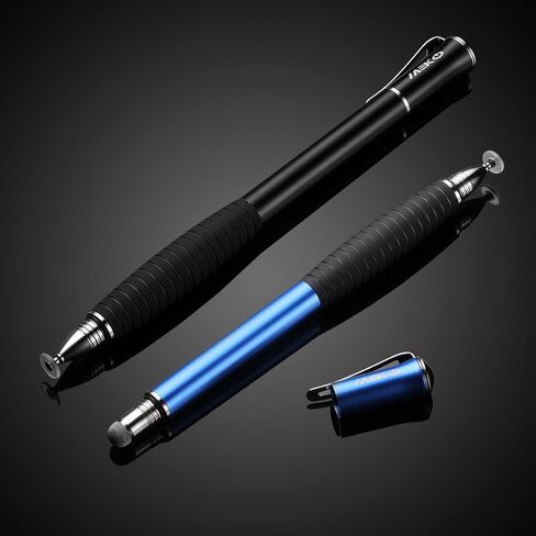 MEKO (2nd Generation) [2 in 1 Precision Series] Disc Stylus Pen for iPhone, iPad Pro/Mini/Air, Samsung Galaxy and All Touch Screen Devices Bundle with 6 Replacement Tips,Pack of 2(Black/Rose Gold) in Kuwait