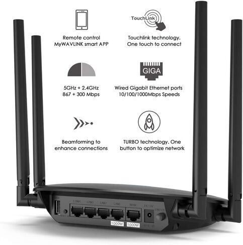 راوتر واي فاي ذكي WAVLINK AC3000 - MU-MIMO ثلاثي النطاق جيجابت لاسلكي عالي السرعة للمنزل، تدفق 4K مع منافذ USB 3.0 لجهاز توجيه الألعاب، التحكم الأبوي وجودة الخدمة in Kuwait