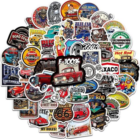 Vintage Car Stickers,Jumbo Decals,100 Pcs Cute Stickers for Phone Case Laptop Water Botter,Vinyl Decorations Waterproof for Skateboard Guitar Birthday Party Supplies for Adults Teens in Saudi Arabia