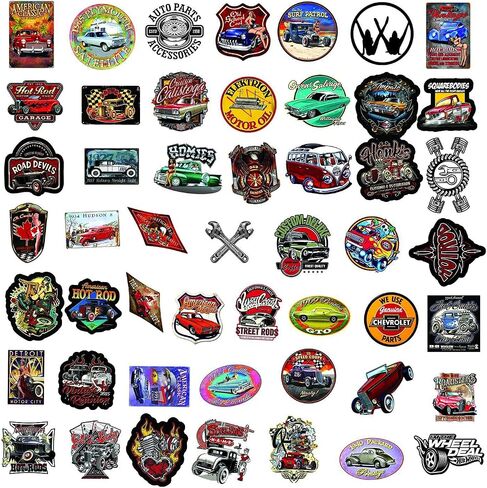 Vintage Car Stickers,Jumbo Decals,100 Pcs Cute Stickers for Phone Case Laptop Water Botter,Vinyl Decorations Waterproof for Skateboard Guitar Birthday Party Supplies for Adults Teens in Saudi Arabia