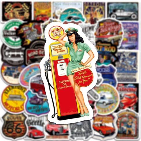 Vintage Car Stickers,Jumbo Decals,100 Pcs Cute Stickers for Phone Case Laptop Water Botter,Vinyl Decorations Waterproof for Skateboard Guitar Birthday Party Supplies for Adults Teens in Saudi Arabia