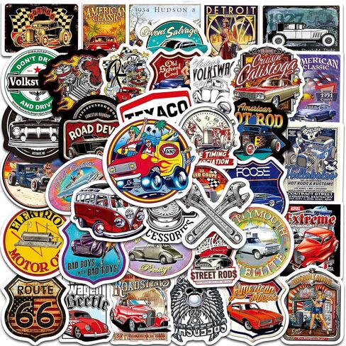Vintage Car Stickers,Jumbo Decals,100 Pcs Cute Stickers for Phone Case Laptop Water Botter,Vinyl Decorations Waterproof for Skateboard Guitar Birthday Party Supplies for Adults Teens in Saudi Arabia