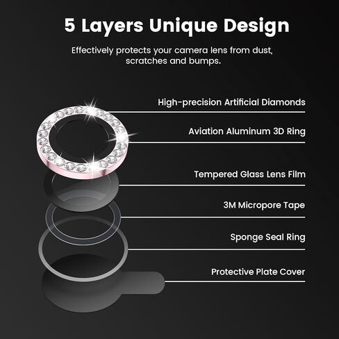 Tensea for iPhone 16 / iPhone 16 Plus Camera Lens Protector, 9H Tempered Glass Camera Cover Screen Protector, HD Clear, Metal Individual Ring for iPhone 16 6.1inch/iPhone 16 Plus 6.7inch 2024 in Kuwait