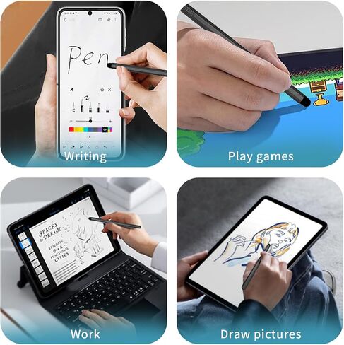 أقلام LIULANZ مع فتحة قلم لشاشات اللمس، قلم عالمي عالي الدقة لأجهزة iPad iPhone والأجهزة اللوحية وSamsung Galaxy وجميع الأجهزة التي تعمل باللمس (فضي طويل) in Kuwait