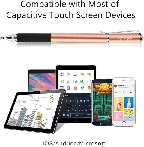 قرص دقيق 2 في 1 من Mixoo وقلم من الألياف مع أطراف قابلة للاستبدال لأجهزة تعمل باللمس سعوية (أسود/أزرق) in Kuwait