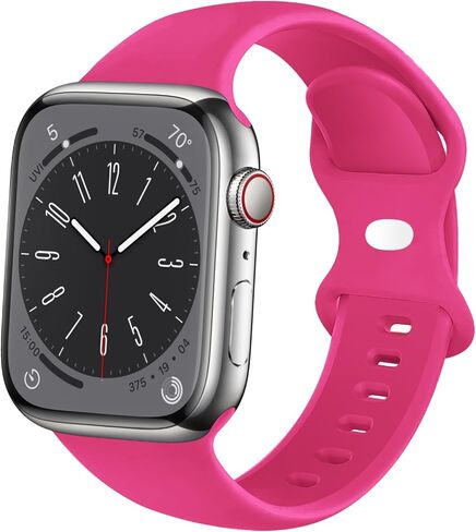 JXGM Compatible with Apple Watch Bands 38mm 40mm 41mm 42mm 44mm 45mm,Soft Silicone Sport Wristbands Replacement Strap for iWatch Series SE 7 6 5 4 3 2 1 Sport Edition for Women Men, Black, Classic01 in Kuwait