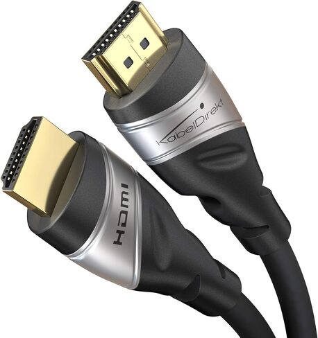 8K HDMI 2.1 Cable – 6ft – Ultra High Speed HDMI Cord, Officially Licensed & Designed in Germany (HDMI 2.1 Certified, 8K@60Hz, HDMI eARC, Perfect for PS5/Xbox/Switch, Silver/Black) – by CableDirect in Kuwait