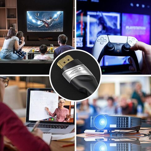 8K HDMI 2.1 Cable – 6ft – Ultra High Speed HDMI Cord, Officially Licensed & Designed in Germany (HDMI 2.1 Certified, 8K@60Hz, HDMI eARC, Perfect for PS5/Xbox/Switch, Silver/Black) – by CableDirect in Kuwait