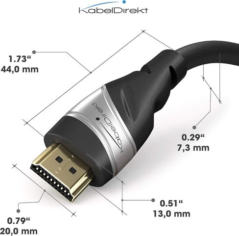 8K HDMI 2.1 Cable – 6ft – Ultra High Speed HDMI Cord, Officially Licensed & Designed in Germany (HDMI 2.1 Certified, 8K@60Hz, HDMI eARC, Perfect for PS5/Xbox/Switch, Silver/Black) – by CableDirect in Kuwait