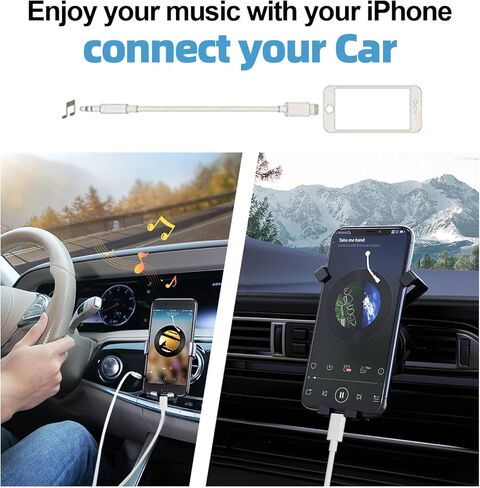 سلك ONGAHON Aux لهاتف iPhone، كابل Aux معتمد من MFi بطول 3.3FT لستيريو السيارة المنزلي ومكبر الصوت وسماعات الرأس المتوافقة مع iPhone 14 13 12 11 Pro Max 5 6 7 8 Plus X XR XS iPad iPod in Kuwait