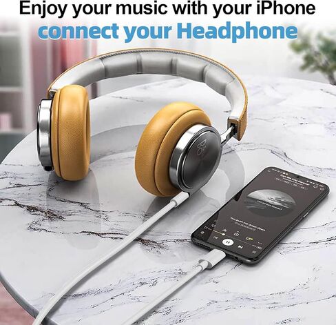 سلك ONGAHON Aux لهاتف iPhone، كابل Aux معتمد من MFi بطول 3.3FT لستيريو السيارة المنزلي ومكبر الصوت وسماعات الرأس المتوافقة مع iPhone 14 13 12 11 Pro Max 5 6 7 8 Plus X XR XS iPad iPod in Kuwait