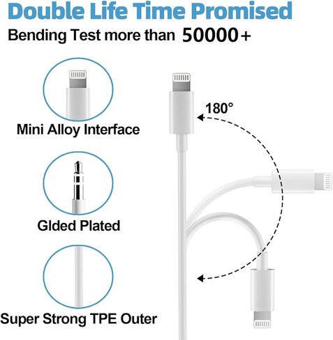 سلك ONGAHON Aux لهاتف iPhone، كابل Aux معتمد من MFi بطول 3.3FT لستيريو السيارة المنزلي ومكبر الصوت وسماعات الرأس المتوافقة مع iPhone 14 13 12 11 Pro Max 5 6 7 8 Plus X XR XS iPad iPod in Kuwait