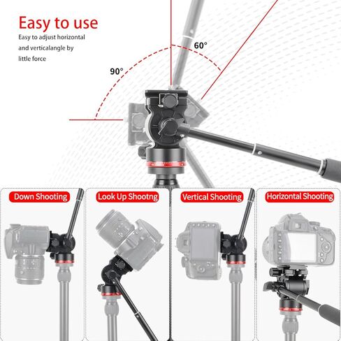 حامل ثلاثي الرأس مدمج من كولهاودا مع لوحة من نوع أرككا لكاميرات الفيديو المدمجة، كاميرات فيديو غير عاكسة وكاميرات دي اس ال ار، تحميل يصل إلى 3 كجم - VL305Q in Kuwait