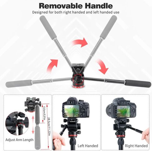 حامل ثلاثي الرأس مدمج من كولهاودا مع لوحة من نوع أرككا لكاميرات الفيديو المدمجة، كاميرات فيديو غير عاكسة وكاميرات دي اس ال ار، تحميل يصل إلى 3 كجم - VL305Q in Kuwait