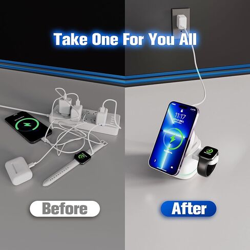 شاحن لاسلكي مغناطيسي 3 في 1 لأجهزة Apple من Gonat، محطة شحن لاسلكية محمولة مناسبة لسلسلة Airpods، متوافق مع سلسلة iWatch، حامل هاتف لسلسلة iPhone 15/14/13/12 in Kuwait