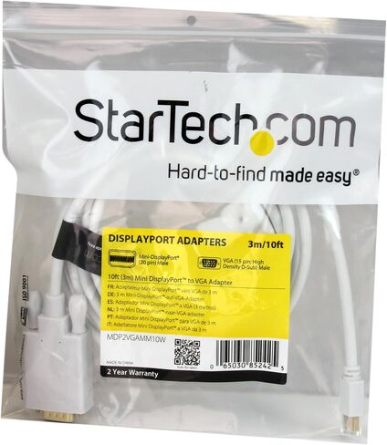 StarTech.com 10 ft Mini DisplayPort to VGA Adapter Cable - mDP to VGA Video Converter - Mini DP to VGA Cable for Mac/PC 1920x1200 - White (MDP2VGAMM10W) in Saudi Arabia