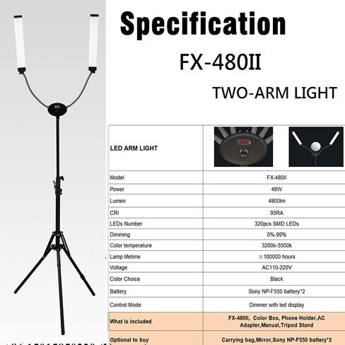 Professional Tattoo Beauty Enhancing Photography Led Ring Light led Photography Double arm Fill Light Celebrity Live Streaming Selfie Light Ight (FX-800 with Mirror +Batteries) in Kuwait