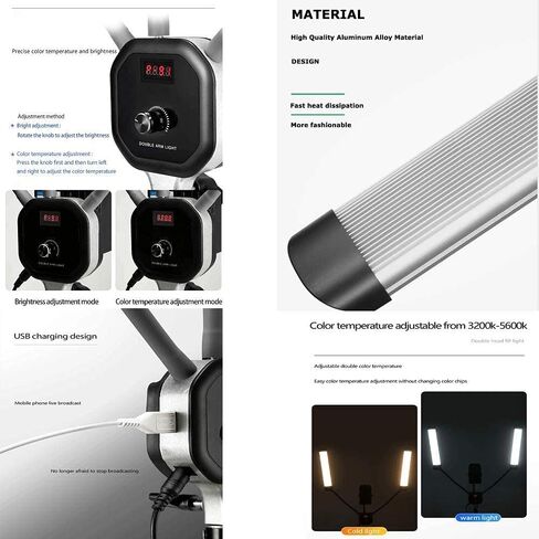 Professional Tattoo Beauty Enhancing Photography Led Ring Light led Photography Double arm Fill Light Celebrity Live Streaming Selfie Light Ight (FX-800 with Mirror +Batteries) in Kuwait