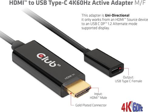 Club3D CAC-1333 HDMI 2.0 to USB Type C 4K60Hz M/F Active Adapter in Kuwait