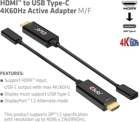Club3D CAC-1333 HDMI 2.0 to USB Type C 4K60Hz M/F Active Adapter in Kuwait