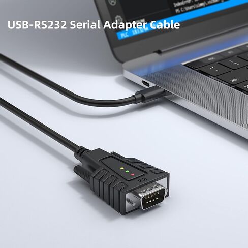 محول DriverGenius USB232A-B-C، USB C إلى Serial RS232 DB9 مع 3 مصابيح LED - Windows 11 وmacOS 14 Sonoma (3 أقدام/1 متر) in Kuwait