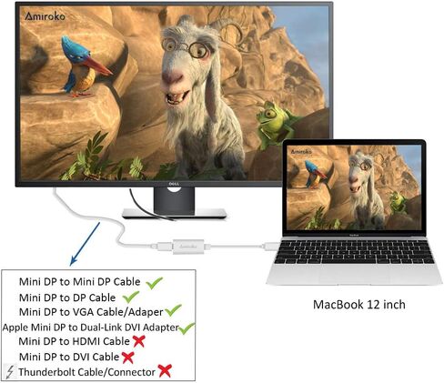 USB-C to Mini DisplayPort Adapter, USB 3.1 Type C (Thunderbolt 3) to Mini DP Adapter 4K Compatible with Lenovo T470, MacBook Pro to LED Cinema Display/Dell Monitor, etc - Silver in Kuwait