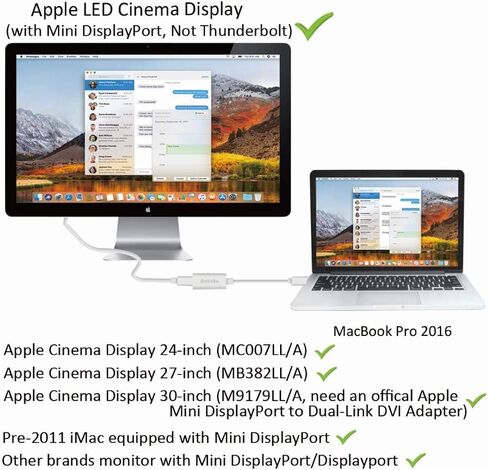 USB-C to Mini DisplayPort Adapter, USB 3.1 Type C (Thunderbolt 3) to Mini DP Adapter 4K Compatible with Lenovo T470, MacBook Pro to LED Cinema Display/Dell Monitor, etc - Silver in Kuwait