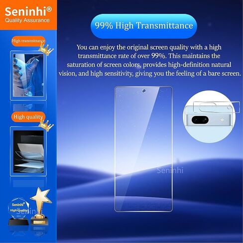 Seninhi [3+3Pack] لواقي شاشة Google Pixel 7A 3Pack + واقي عدسة الكاميرا 3Pack، واقي شاشة من الزجاج المقسى [مع إطار سهل التركيب] [صلابة 9H] [مضاد للخدش] [خالٍ من الفقاعات]-Clear Pixel 7A 5G in Kuwait