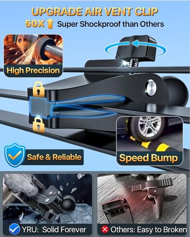 YRU True Military-Grade [360° Rotation Suction] 2026 Ultimate Car Phone Holder Mount【90+LBS Safest Strongest & Patent Certs】 Dash Windshield for iPhone 17 16 Pro Max Speakerphones, Gloss Black in Kuwait