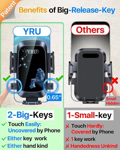 YRU True Military-Grade [360° Rotation Suction] 2026 Ultimate Car Phone Holder Mount【90+LBS Safest Strongest & Patent Certs】 Dash Windshield for iPhone 17 16 Pro Max Speakerphones, Gloss Black in Kuwait
