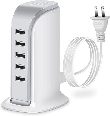 5-Port USB Hub,Data USB Hub with Cable,Multi USB Port Expander for Home, Office, Dorm Essentials,White in Kuwait