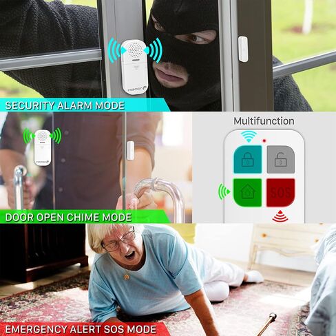 Fosmon Wireless Door Alarms for Home Security with Remote, 130dB Door and Window Alarms Sensors, (Battery-Powered), Kids Safety, Dementia Patients, Pool Door Alarm (1-Pack) in Kuwait