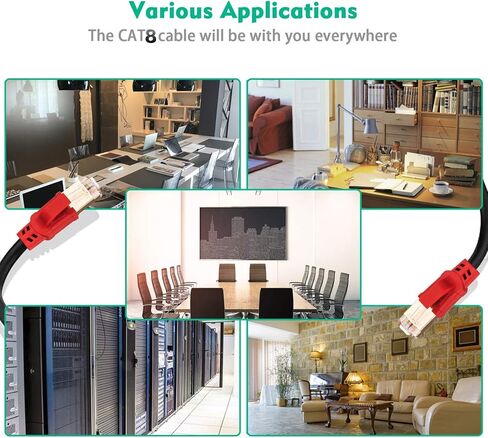كابل إيثرنت Hftywy Cat 8 بطول 6 أقدام كابل إيثرنت Cat 8 كابل تصحيح الشبكة 40 جيجابت في الثانية 2000 ميجاهرتز SSTP LAN أسلاك Cat 8 إيثرنت سلك كابل إنترنت عالي السرعة لجهاز التوجيه والمودم والألعاب PS4 وXbox in Kuwait