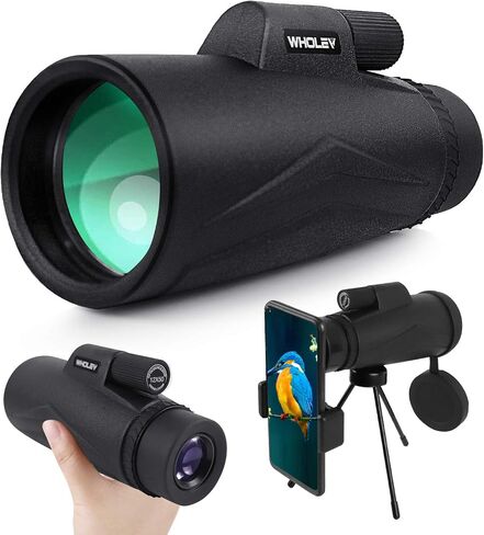 WHOLEV Monocular Telescope, HD 12x50 Monocular Telescope with Smartphone Holder Rotating Tripod BAK4 Prism and FMC for Bird Watching, Hunting, Hiking Sightseeing, Concert Ball Game Camping in Saudi Arabia