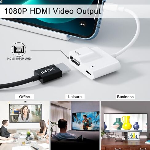 LXJADAP Lightning to HDMI Digital AV Adapter,iPhone/iPad to HDMI Adapter,Support 1080P Video&Audio Mirroring(No Need Power),Support Newest iOS 16 in Kuwait