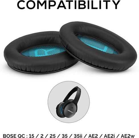 وسائد أذن برينوفز لسماعات بوس، كوايت كومفورت 15، QC15، QC25، QC35، QC2، AE2 AE2i AE2w، ساوند ترو وساوند لينك، وسائد أذن بديلة من الفوم الذي يستعيد شكل الذاكرة، أسود in Kuwait