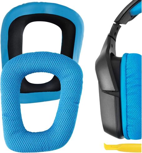 Geekria Mesh Fabric Replacement Ear Pads for Logitech G930, G430, G432, G332, G35, F450 Headphones Ear Cushions, Repair Parts with Video Guide (Blue) in Kuwait
