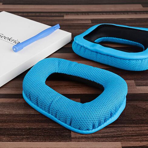 Geekria Mesh Fabric Replacement Ear Pads for Logitech G930, G430, G432, G332, G35, F450 Headphones Ear Cushions, Repair Parts with Video Guide (Blue) in Kuwait