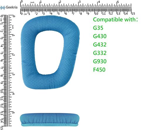 Geekria Mesh Fabric Replacement Ear Pads for Logitech G930, G430, G432, G332, G35, F450 Headphones Ear Cushions, Repair Parts with Video Guide (Blue) in Kuwait