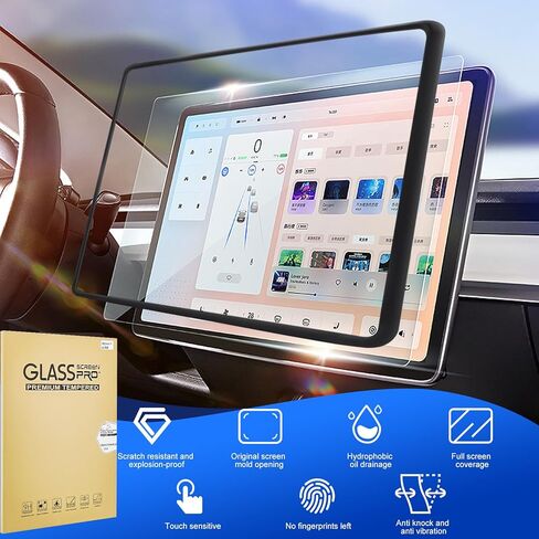 أطقم واقي الشاشة CusDusk Tesla Model 3 Model Y، واقي شاشة من الزجاج المقسى مع غطاء واقي من السيليكون ملحقات وحدة التحكم المركزية إطار Tesla Model 3/Y in Kuwait