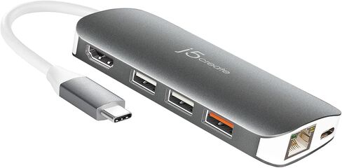 j5create USB-C 9-in-1 Multi Adapter Multi Adapter HDMI/Ethernet/USB 3.1, SD and MicroSD/PD 3.0 | 4K HDMI for MacBook | ChromeBook |USB-C Devices (JCD383) in Saudi Arabia