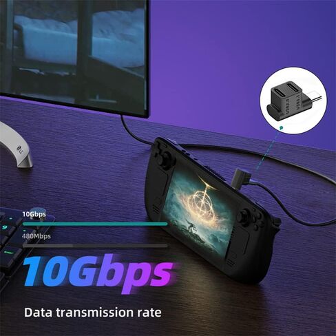 10Gbps USB3.0 Type C Male to Dual Female Power Data Splitter Adapter Up Angled Compatible with Steam Deck Laptop in Kuwait