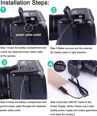 CCYC DR-E10 DC Coupler Replace of LP-E10 Battery and USB DC Converter Power Cable Replacement for ACK-E10 AC Power Adapter, Suit for Canon EOS Rebel T3, T5, T6, EOS 1100D, 1200D, 1300D Cameras in Kuwait