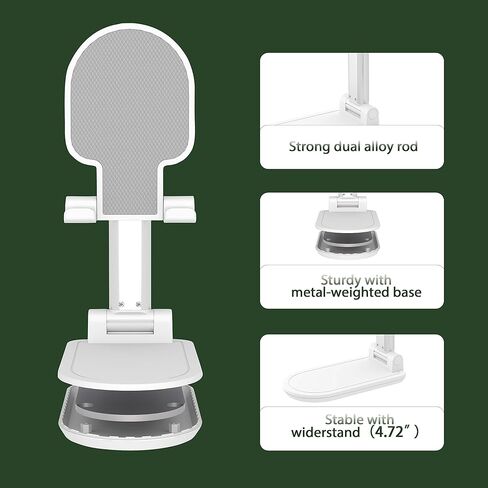 TAPMEI Cellphone Stand Adjustable & Foldable with Heavy and Thickened Metal Base for Desk Compatible with Smartphone Tablets and All 4-13 Inches Devices in Kuwait