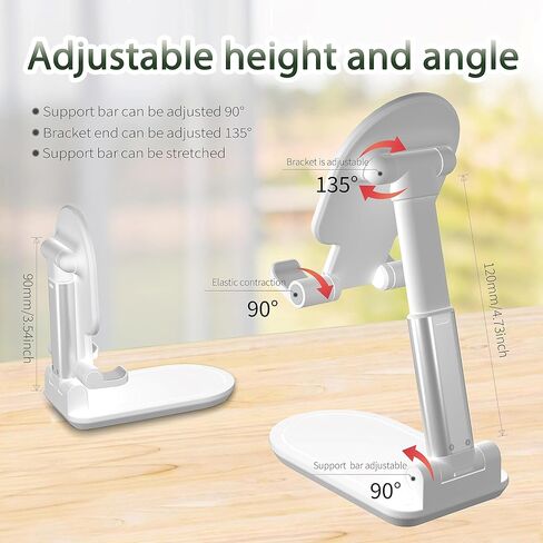 TAPMEI Cellphone Stand Adjustable & Foldable with Heavy and Thickened Metal Base for Desk Compatible with Smartphone Tablets and All 4-13 Inches Devices in Kuwait